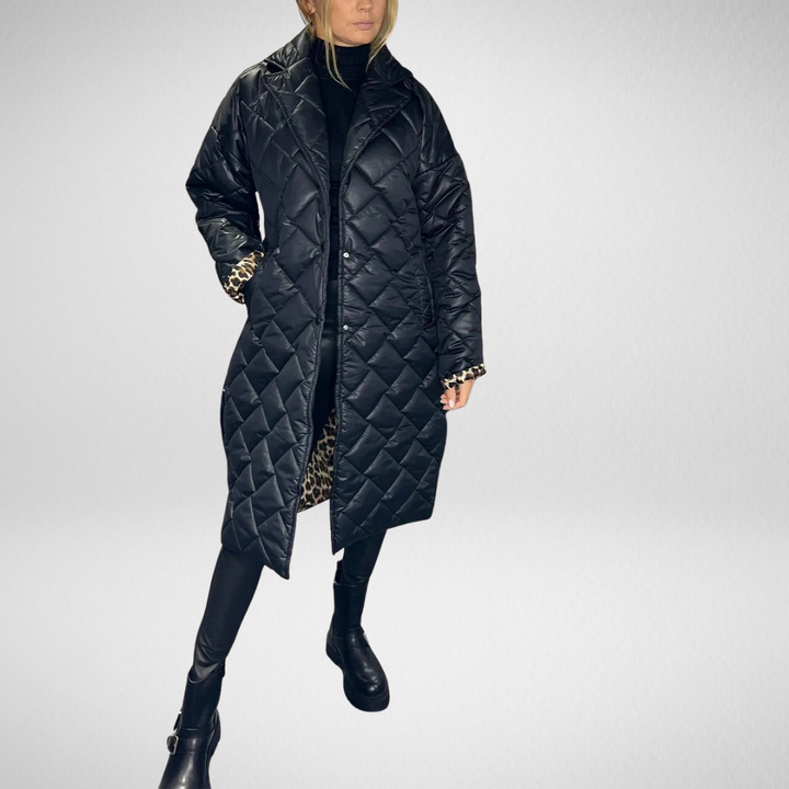 Léviane™ | Manteau réversible matelassé avec doublure léopard