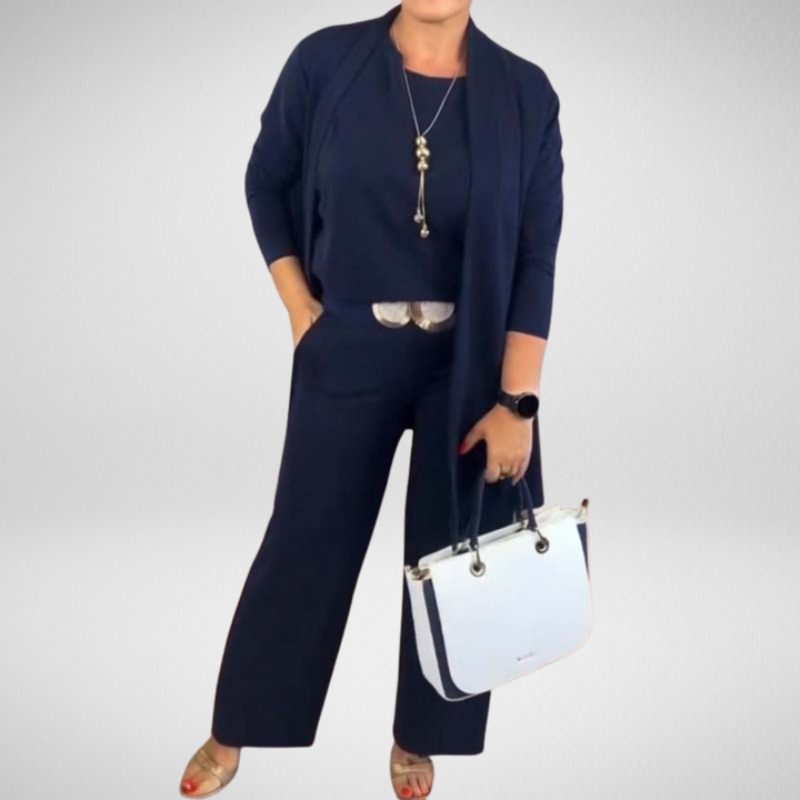 Léviane™  | Ensemble 3 pièces élégant comprenant un cardigan long, un haut et un pantalon